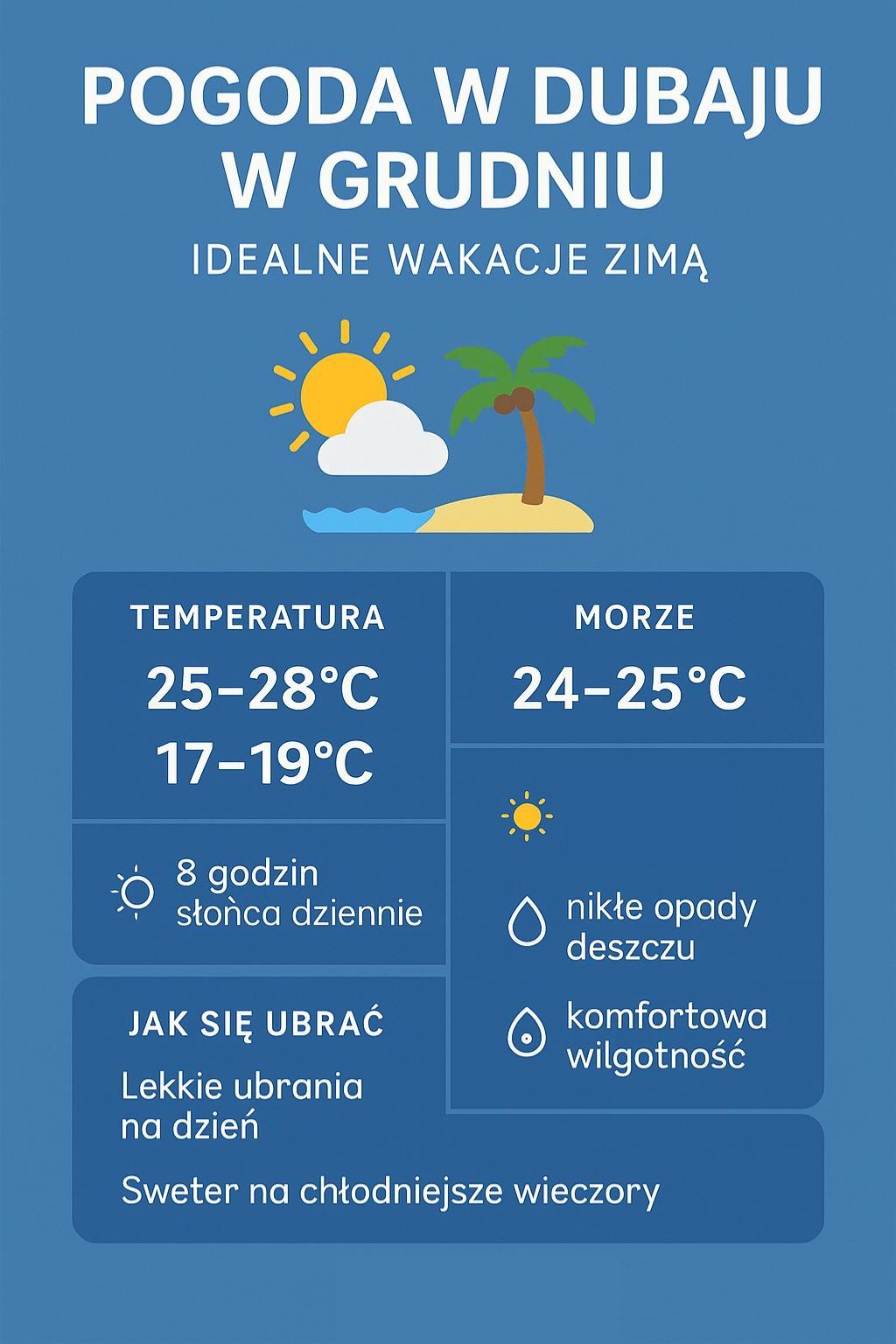 Pogoda w Dubaju w grudniu – temperatury, klimat, porady dla turystów. Pogoda grudzień dubaj.